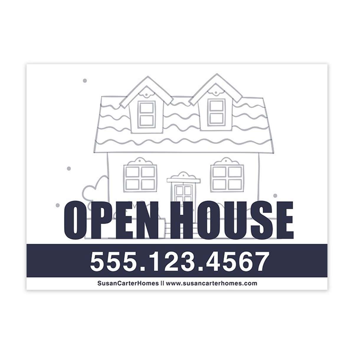 Open House Real Estate Yard Sign with Phone Number