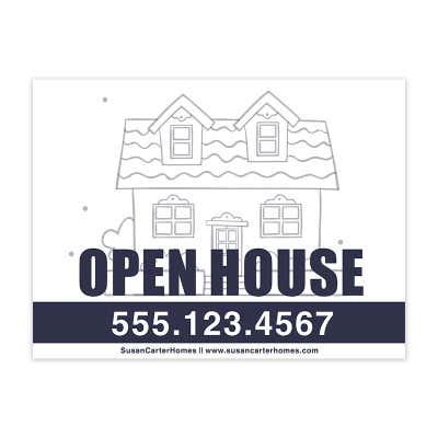 Open House Real Estate Yard Sign with Phone Number