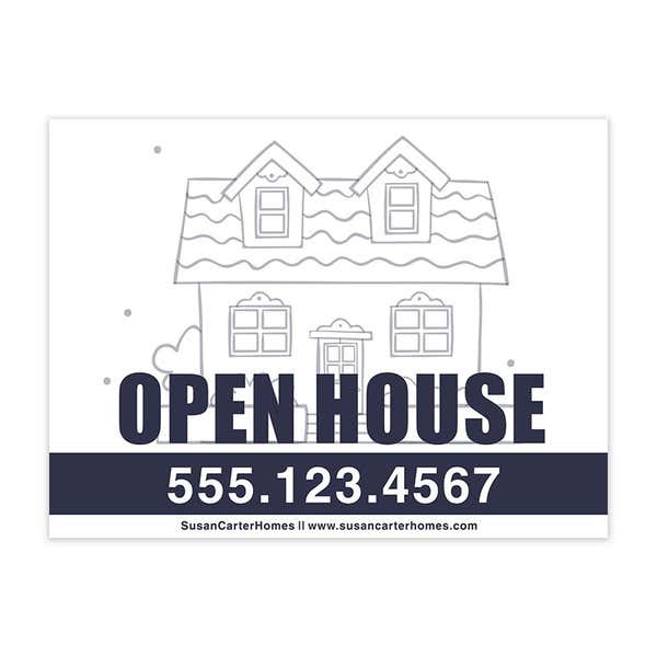 Open House Real Estate Yard Sign with Phone Number