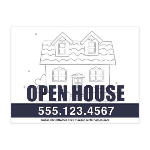 Open House Real Estate Yard Sign with Phone Number