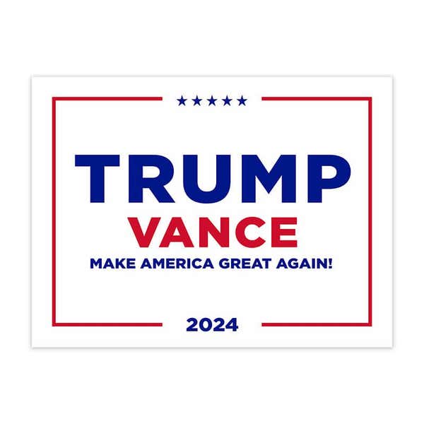 Trump Vance White Yard Sign