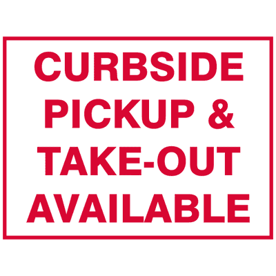 Curbside Pickup and Take Out Available Yard Sign - alternate view