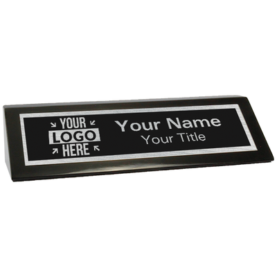 Custom Logo 2" x 8" Black Desk Wedge - alternate view