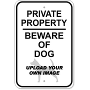 Custom Dog Private Property Beware 18" x 12" Aluminum Sign 