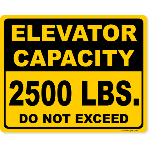 Custom Elevator Capacity 8" x 10" Full Color Sign 