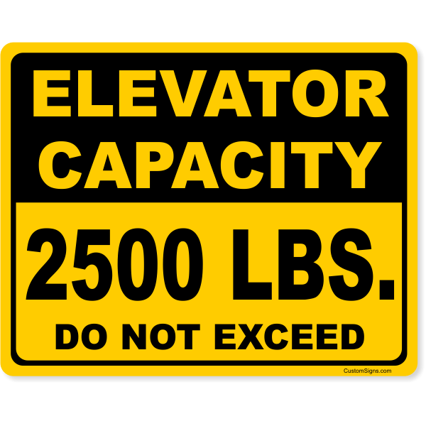 Custom Elevator Capacity 8" x 10" Full Color Sign