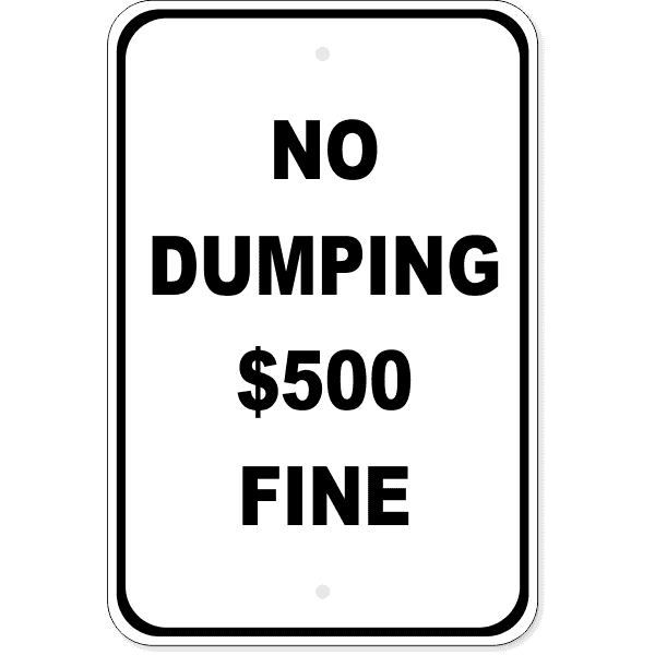 Custom Fine No Dumping 18" x 12" Aluminum Sign