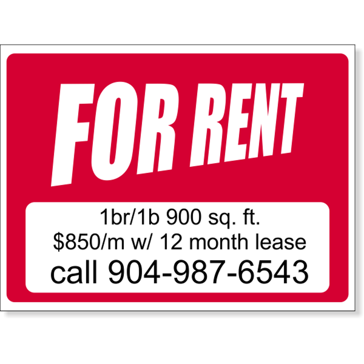 Custom For Rent Sign