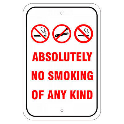 Custom No Smoking, E-Cig, Vaping Aluminum Sign