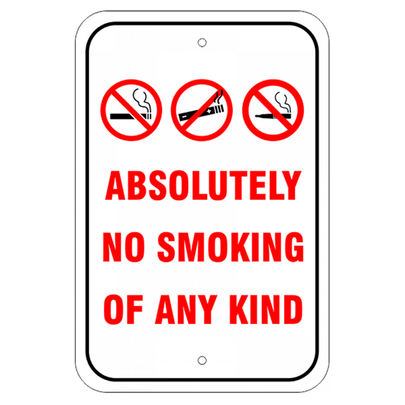 Custom No Smoking, E-Cig, Vaping Aluminum Sign