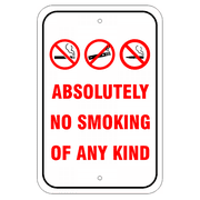 Custom No Smoking, E-Cig, Vaping Aluminum Sign