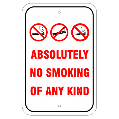 Custom No Smoking, E-Cig, Vaping Aluminum Sign