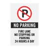 A-frame insert parking sign example with custom text for a fire lane