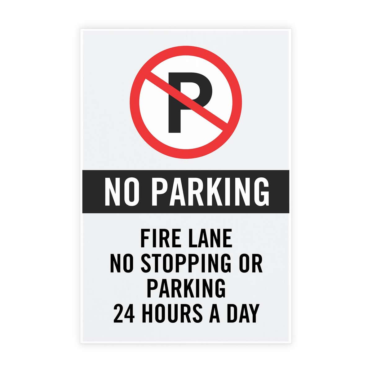A-frame insert parking sign example with custom text for a fire lane