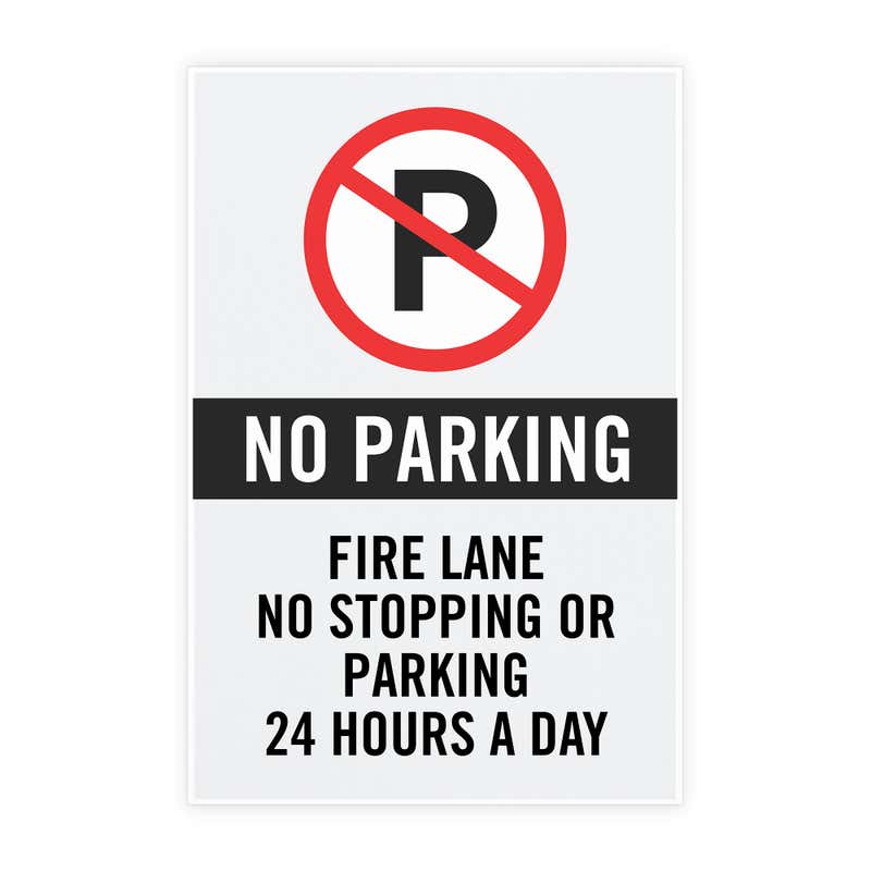 A-frame insert parking sign example with custom text for a fire lane