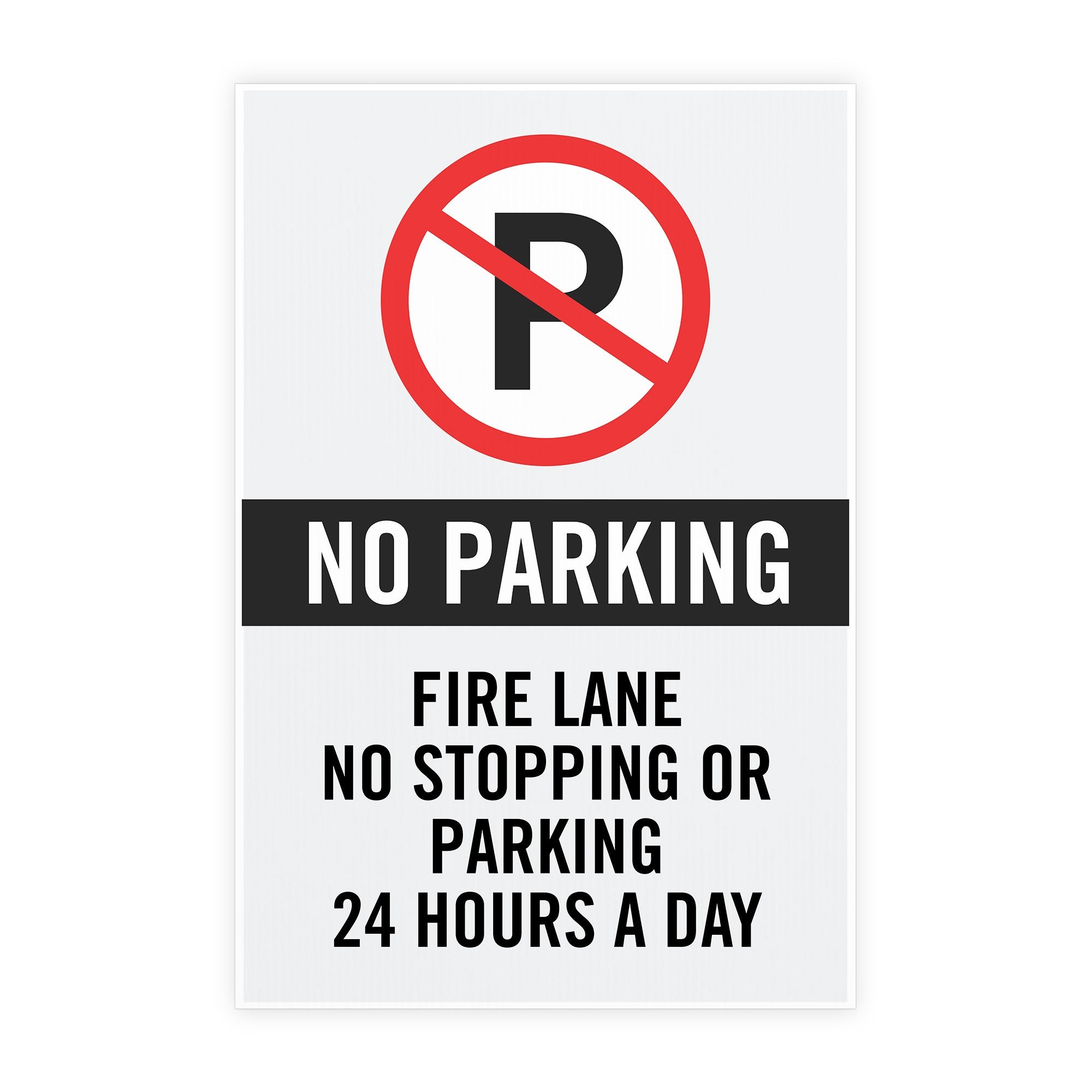 A-frame insert parking sign example with custom text for a fire lane
