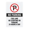 A-frame insert parking sign example with custom text for a fire lane