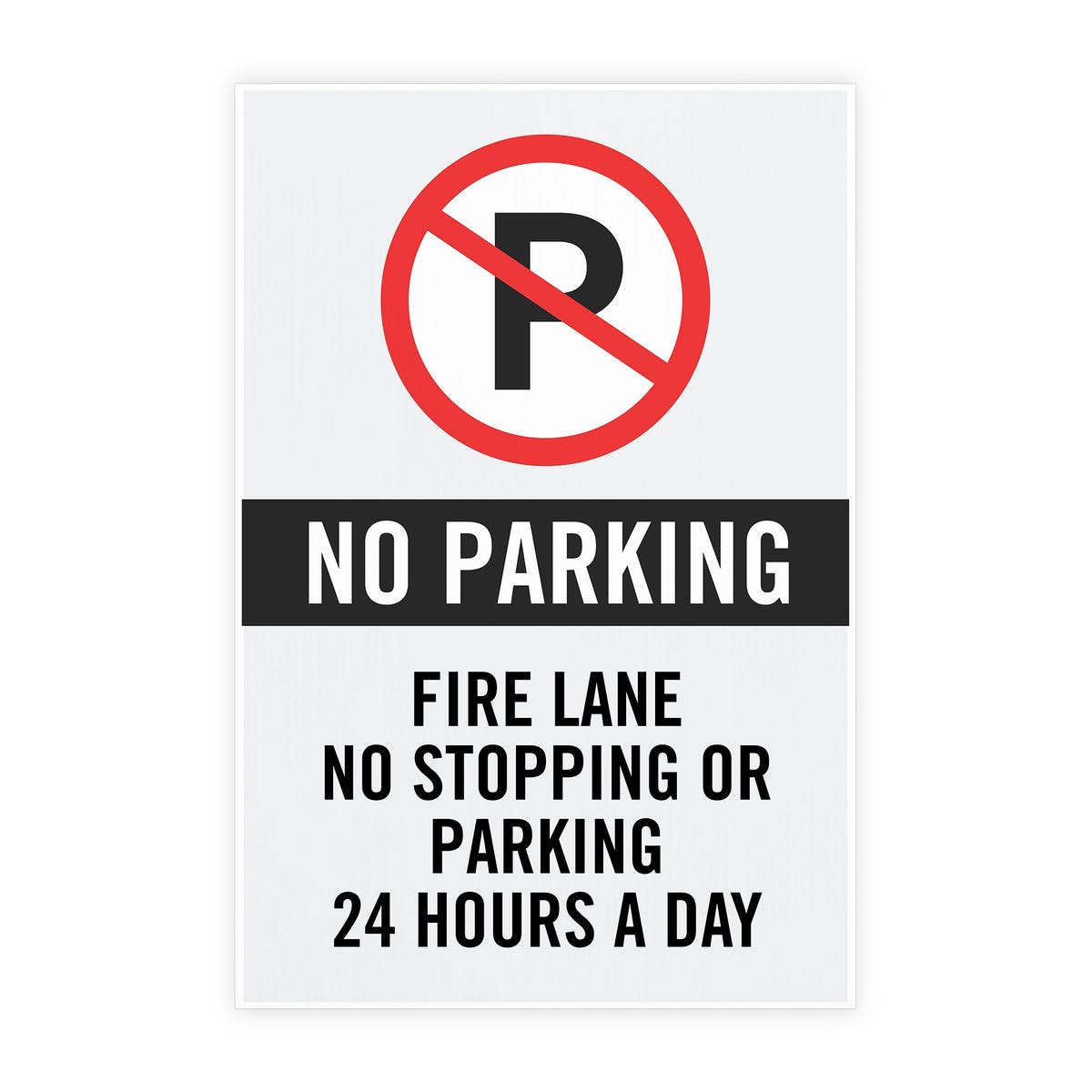 A-frame insert parking sign example with custom text for a fire lane