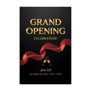 A-frame insert example for a grand opening  with a custom date written at the bottom