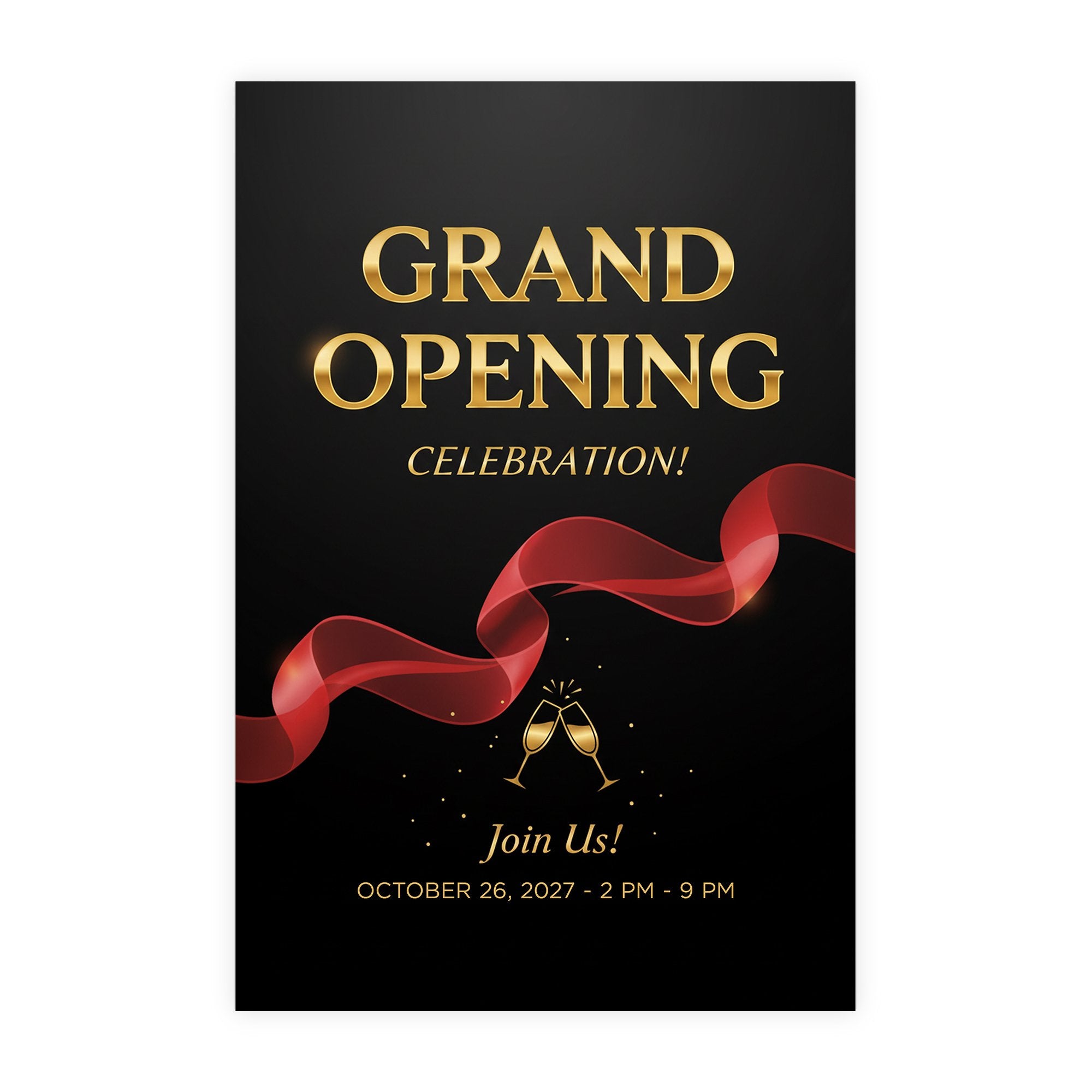 A-frame insert example for a grand opening  with a custom date written at the bottom