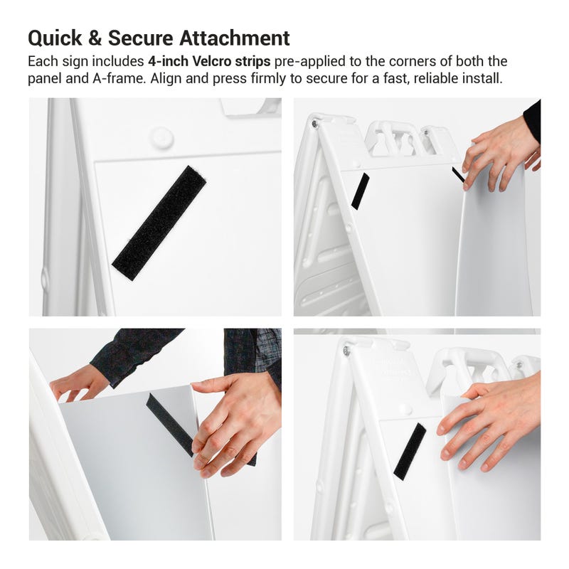 The Velcro strips that attach the sign to the frame and how to remove and install an insert