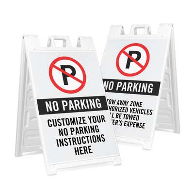 No parking sandwich board sign with a custom message for resident only parking