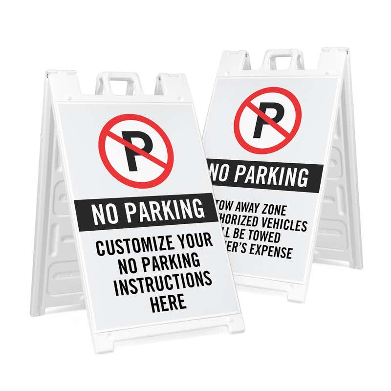 No parking sandwich board sign with a custom message for resident only parking