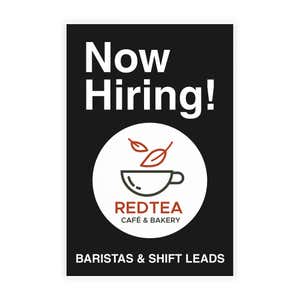 The insert only of the now hiring sign