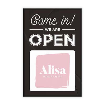 We Are Open A-Frame Sign with Custom Logo - alternate view