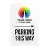 The Parking This Way sandwich board sign with an arrow and custom logo upload