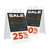Two percentage examples of the sale sandwich board sign with custom percentages