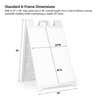 Standard A-frame sign dimensions: 24x36 inch panel, 45-inch overall height, 25-inch base