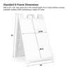 Standard A-frame sign dimensions: 24x36 inch panel, 45-inch overall height, 25-inch base