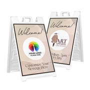 Welcome A-Frame Sign with Custom Message and Logo