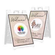 Welcome A-Frame Sign with Custom Message and Logo