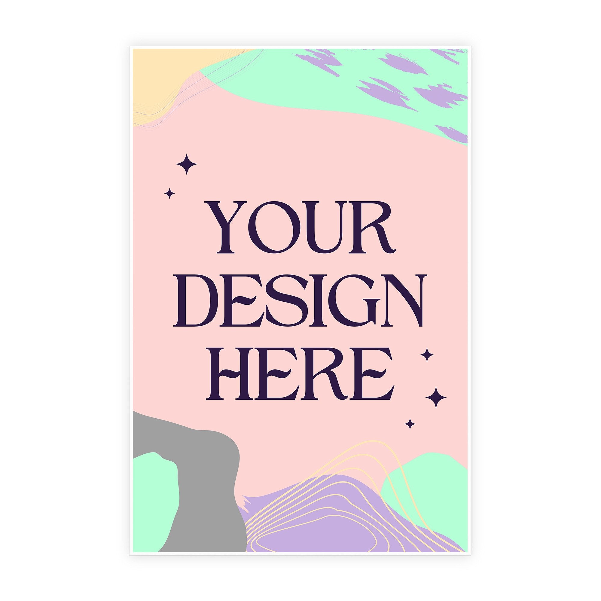 Design your own custom A-frame insert example with a pastel pink background and text with sparkles around it