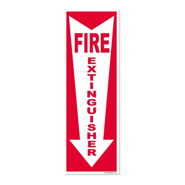 Fire Extinguisher Down Arrow Full Color Decal | 12" x 4"