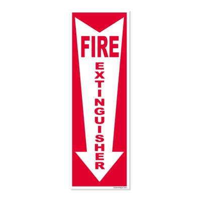 Fire Extinguisher Down Arrow Full Color Decal | 12" x 4"