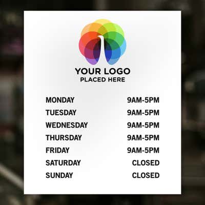 Custom Business Hours Sign with Logo - alternate view