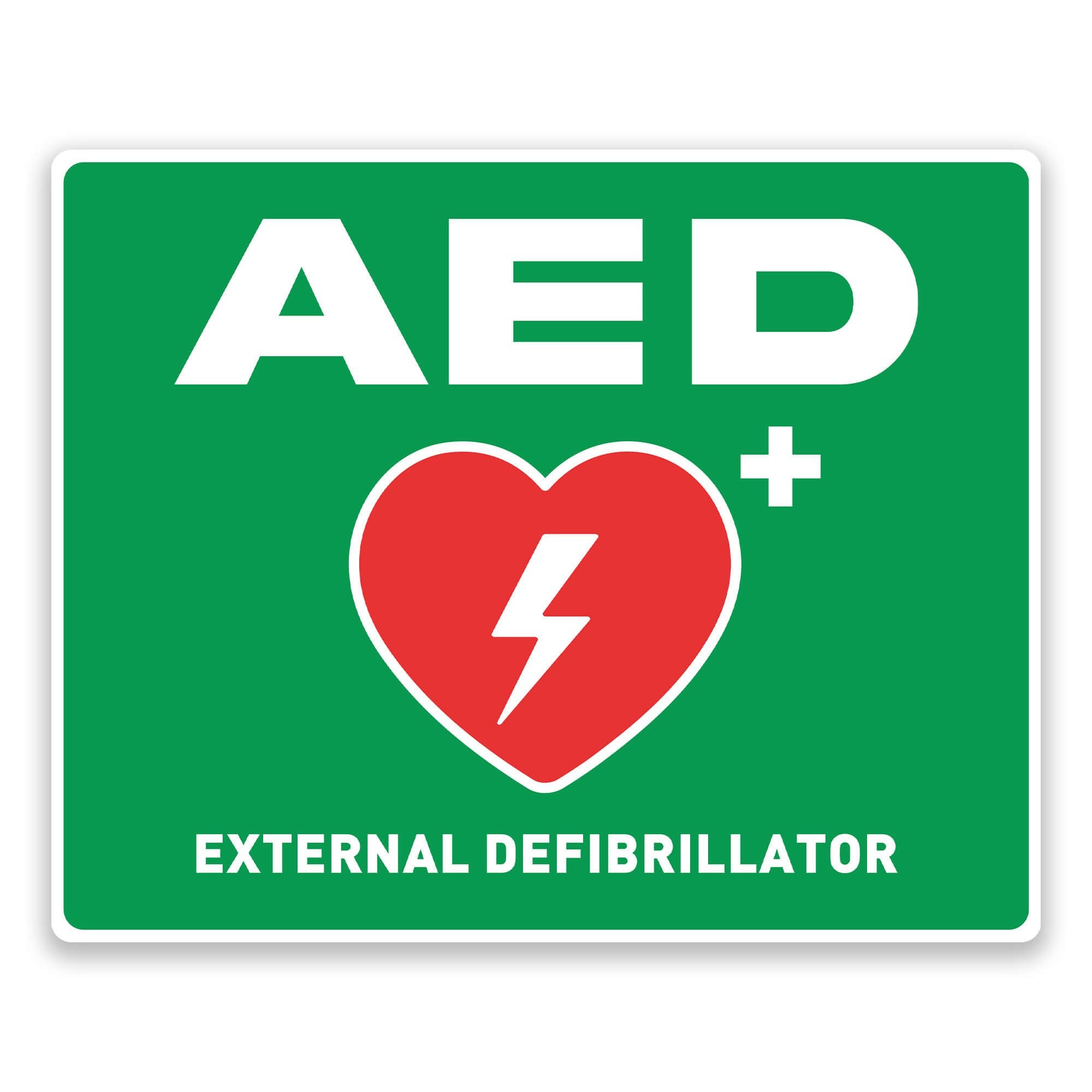 AED Wall Sign with Symbol - Green Design