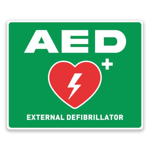 AED Wall Sign with Symbol - Green Design