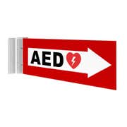 AED Sign - Red with Arrow