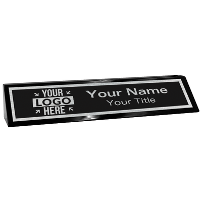 Custom Logo 2" x 10" Text Desk Block - alternate view