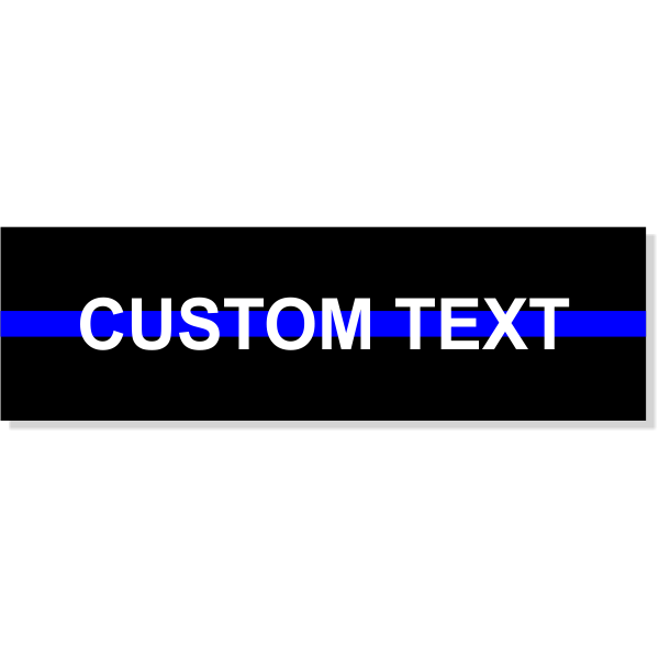 3" x 10" Custom Text Thin Blue Line Rectangle Bumper Sticker