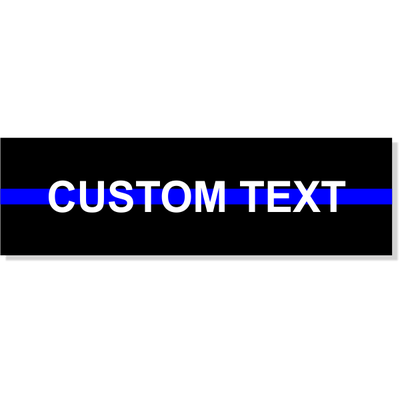 Custom Text Thin Blue Line Rectangle Bumper Sticker | 3" x 10"