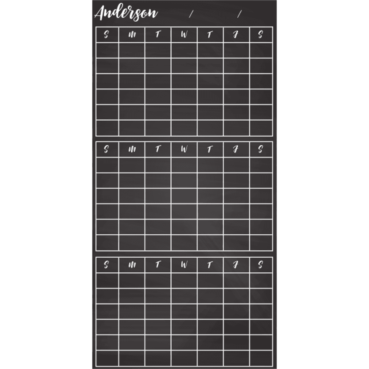 Customized 3-Month Calendar Chalkboard