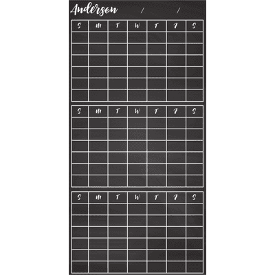 Customized 3-Month Calendar Chalkboard