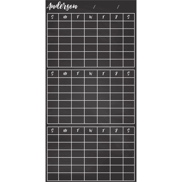 Customized 3-Month Calendar Chalkboard