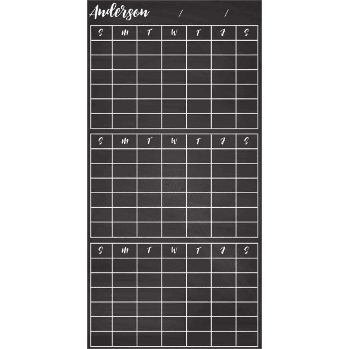 Customized 3-Month Calendar Chalkboard