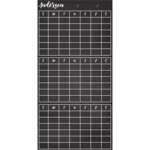 Customized 3-Month Calendar Chalkboard